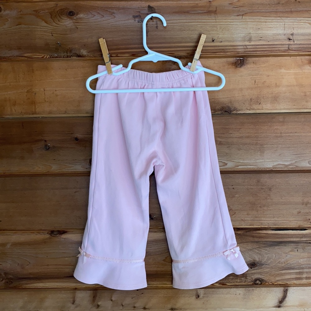 Gymboree | Pull On Ruffle Bottom Satin Trim & Bow Pants Pastel Pink (2T) - Picture 2 of 2
